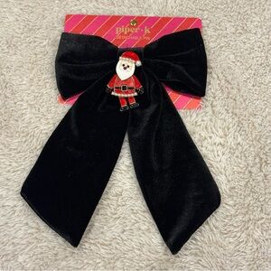 NWT piper k christmas santa velvet hair bow clip